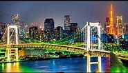 【4K Japan View】The Rainbow Bridge in Tokyo at night
