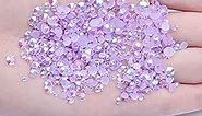 Mixed 1000pcs 2-6mm Light Purple AB Resin Nail Rhinestones 3D Non Hotfix Glitter Round Flatback Nail Stones Strass Gems Diamonds DIY Nail Art Decoration (10 Light Purple AB)