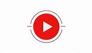 red play button icon animation on white background, music play button animation, video play button