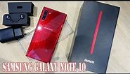 Samsung Galaxy Note 10 Aura Red color unboxing