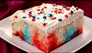 Easy Red, White and Blue Jello Poke Cake