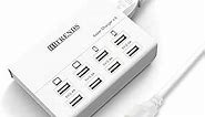 USB Charger, HITRENDS 8 Ports Charging Station 60W/12A Multi Port USB Charging Hub for Multiple Devices (5ft Cord, White)
