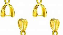 14K Gold Plated 925 Sterling Silver Pinch Bails for Jewelry Making Pendant Clasp Pinch Clip Bail Clasp 3 Sizes Pendant Jewelry Connector for Necklace Dangle Charm DIY Craft Making