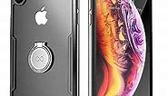 iPhone Xs Max Clear Case, Ultra-Slim iPhone Xs Max Case Tempered Screen Protector(as Gifts) Ring Holder Stand Compatible Magnetic Car Mount Cover Case Apple iPhone Xs Max (2018) 6.5 inch