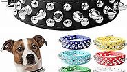 DOGGYZSTYLE Spiked Studded Leather Dog Collar for Small Medium Large Dogs Boy,Soft Adjustable Black PU Leather Medium Large Dog Collar, Durable Leather Pet Collars for Pit Bull Bulldog Husky (Black,L)