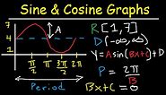 Graphing Sine and Cosine Trig Functions With Transformations, Phase Shifts, Period - Domain & Range