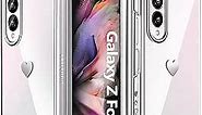 Likiyami for Samsung Galaxy Z Fold 3 Case Clear Heart for Women Girls Cute Luxury Pretty Ultra Thin Girly Phone Cases Silver Plating Love Hearts Slim Transparent Cover for Galaxy Z Fold 3 5G 7.6 inch