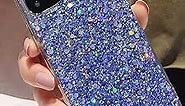for iPhone 13 Pro Max Case Glitter Sparkle Bling Women Girls Cases Cute Rubber Slim Soft TPU Shockproof Drop Phone Protective Cover 6.7 inch (Blue)