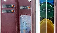 VANAVAGY Leather Flip Folio Case for iPhone SE2/SE3 2022/2020 with Credit Card Holder and RFID Block,Magnetic Cell Apple iPhone 7/8 Phone Wallet Cases Fit Car Mount 4.7 inch,Burgundy