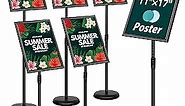 6Packs 11x17 Inch Adjustable Sign Holder Poster Stand, Heavy Duty Floor Sign Stand with Aluminum Snap Open Frame for Vertical and Horizontal Sign Displayed(Black)
