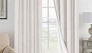 H.VERSAILTEX Ivory Blackout Curtains for Bedroom, Linen Blackout Curtains 108 Inches Long 100% Blackout Thermal Insulated Textured Curtain Draperies Grommet with White Liner, 2 Panels, Ivory