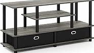 Furinno JAYA Large Stand for up to 55-Inch TV, French Oak, 47. 63(W) x 15. 55(H) x 22. 79(D) Inches., Grey/Black