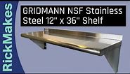 GRIDMANN NSF Stainless Steel 12" x 36" Shelf