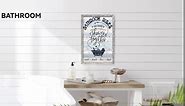 Bathroom Rules Wooden Wall Art: Framed Funny Word Painting Picture Farmhouse Toilet Quotes Print Rustic Bathtub Sayings Artwork Decor for Bathroom Washroom 24x16 Inches