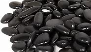 GASPRO 30 Pound River Rocks, Decorative Stones for Walkways, Outdoor Landscaping, Garden, Yard, 1 to 2 Inch, Black Polished Pebbles for Planters, Flower Beds, Vase