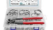 210pcs Single Ear Hose Clamp with Pincers Crimper Tool,12 Size 6-36.1mm 304 Stianless Steel Cinch Clamp Rings Assortment Kit for PEX Tube Fitting connections