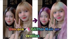 Unicorn 🦄 Glitter Hair Edit On Jennie ❤️ lisa 🤩 New Edit in Ibis paint 😍 #blackpink #jennie #love