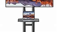 Perlegear Mobile TV Cart for 32-83 Inch Flat/Curved LED/LCD/OLED TVs Rolling TV Stand with Height Adjustable Shelf Max VESA 600x400mm up to 100lbs- Outdoor TV Stand Trolley with Wheels- PGTVMC05