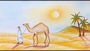 How to draw scenery of Desert step by step