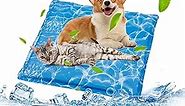 Dog Cooling Mat Large Pad Water Injection Pet Cooling Pad, Cooling Dog Bed Mats for Large Dogs & Cats - for Kennels, Crates and Beds, Thick Foam Base, Blue Ocean Design (Blue, Medium)