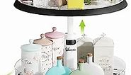 2 Tier Lazy Susan Organizer Spice Rack Organizer for Cabinet, 11 Inches Turntable and Height Adjustable Kitchen Cabinet Organizer with 1x Large Bin and 3 x Divided Bins for Pantry Bathroom Organizer