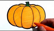 HOW TO DRAW a Pumpkin with markers + a surprise character!