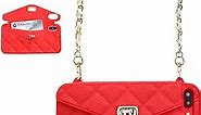 UnnFiko Wallet Case Compatible with iPhone 7 Plus/iPhone 8 Plus, Pretty Luxury Bag Design, Purse Flip Card Pouch Cover Soft Silicone Case with Long Shoulder Strap (Red, iPhone 7 Plus / 8 Plus)