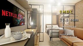 SMDC 26.1 SQM Condominium unit industrial interior design
