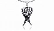 Punk Titanium Steel Angel Wings Pendant Necklace