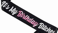 CORRURE 'It's My Birthday Bitches' Birthday Sash with Pink Foil - Soft Black Satin Sash for Women and Men - Happy Birthday Sash for Girls, Sweet 16, 18th 21st 25th 30th 40th 50th or Any Other Bday