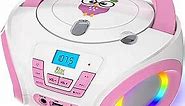 Tunes Kids Boombox CD Player for Kids New 2024 + FM Radio + Batteries Included + Cute Pink Radio cd Player with Speakers for Kids and Toddlers