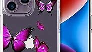 ENDIY iPhone 14 Pro Case Butterfly for Women Girls Girly Cute Phone Case Clear with Design, Compatible with iPhone 14 Pro Case Transparent Cool Kawaii Protective,Purple Butterflies