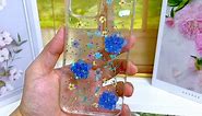 for iPhone SE 2020/SE 2022 Case Clear with Real Pressed Flowers Design Cute Bling Glitter Blue Sparkly Stars Floral Slim Soft TPU Protective Women Girl's Phone Cover for iPhone 7/8