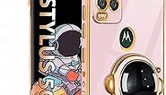 Buleens for Motorola Moto G Stylus 5G Case 2021 for Women Girls Girly Cute 6D Gold Plating Astronaut Hidden Stand Kickstand Design Phone Cases for Moto G Stylus 5G 2021 6.8 Inch