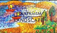 Pointillism Landscape || Easy Pointillism with Cotton Swab Q-Tips || Post Impressionism Art History