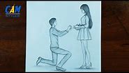 How to draw MARRIAGE PROPOSAL | proposal pencil drawing