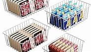 iSPECLE Freezer Organizer Bins - 4 Pack Upright Freezer Baskets for 16 17 21 cu.ft Stand up Freezer, Easily Sort to Get Food and Avoid Food Fall, Allow Air Circulation, 2 Large and 2 Medium, White