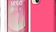 COFFKER Compatible with iPhone 14 Case, Liquid Silicone Case [with 2X Screen Protectors], Full Body Shockproof Protective Cover Slim Thin Phone Case for iPhone 14 6.1 inch, Hot Pink