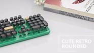 Wireless Keyboard,KOOTOP Cute Colorful 104 Keys Typewriter Retro Round Keycaps Keyboard for PC Laptop,Desktop,Windows, Home and Office Keyboards (Black Green)