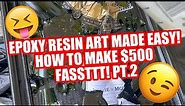 EPOXY RESIN ART | BROKEN CHAMPAGNE BOTTLE RESIN POUR | HOW TO MAKE $500 FAST