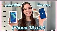unboxing the brand new iPhone 12 mini in the color blue!