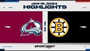NHL Highlights | Avalanche vs. Bruins - January 18, 2024