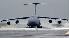 Screaming Engines ! Super Heavy US C-5 Galaxy Take off at Full Throttle