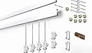 Cliprail Complete Art Hanging Gallery Systems (White, 19.69ft of Rails, 12 Hooks & 8 Steel Cords)
