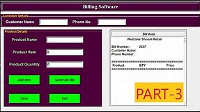 Free Billing Software for Retail Shop || How to generate bill receipt by using tkinter || PART-3