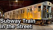 ⁴ᴷ⁶⁰ NYC Subway Train in the Street - R32s Heading for Scrap