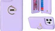 Ｈａｖａｙａ Crossbody Phone case for iPhone 15 Pro case with Strap for Women iPhone 15 Pro case with Card Holder iPhone 15 Pro Leather Wallet Cover with Credit Card Slot-Purple