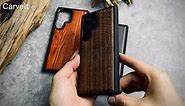 Carveit Wood Case for Galaxy S23 Ultra Case 2023 [Natural Wood & Black Soft TPU] Shockproof Protective Cover Unique & Classy Wooden Case Compatible with Samsung S23 Ultra (owl and Skull-Red Wood)