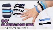 DIY Elastic Hair Ties or Hairbands using Fold over elastic // NO SEW