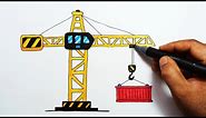 How to draw a Crane Tower crane drawing for kids - Easy Drawing For Kids -